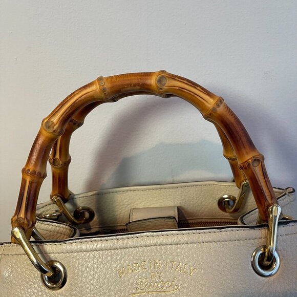 GUCCI Bamboo Shopper Ivory Leather 2way Satchel Bag - Preowned - Picture 10 of 16